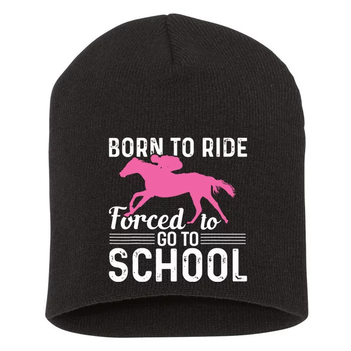 Horseback Riding Girl Funny Horse Short Acrylic Beanie