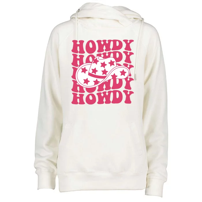 Howdy Retro Groovy Womens Funnel Neck Pullover Hood