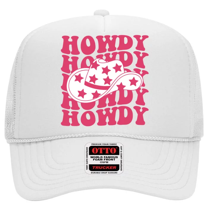 Howdy Retro Groovy High Crown Mesh Trucker Hat