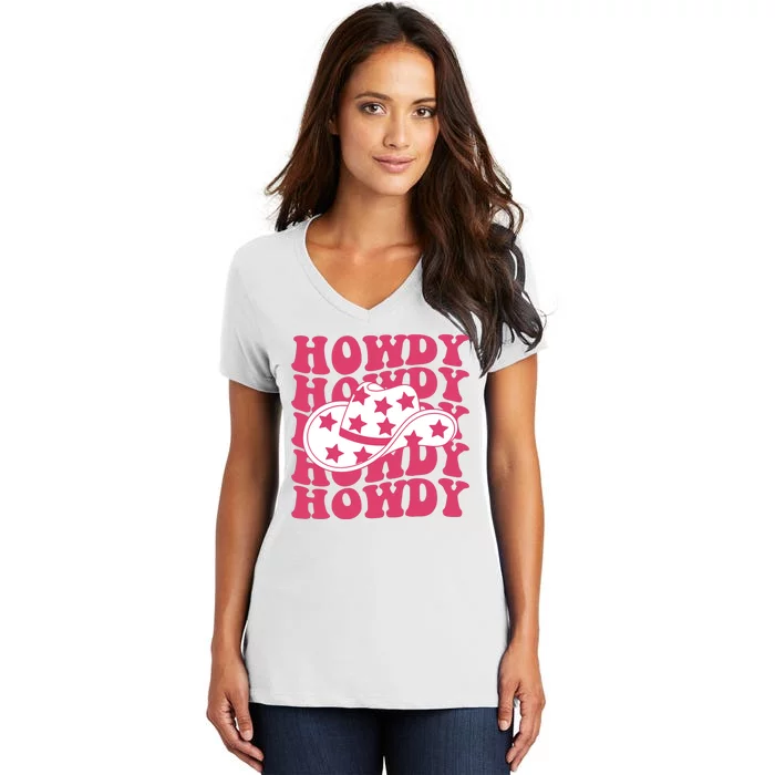 Howdy Retro Groovy Women's V-Neck T-Shirt