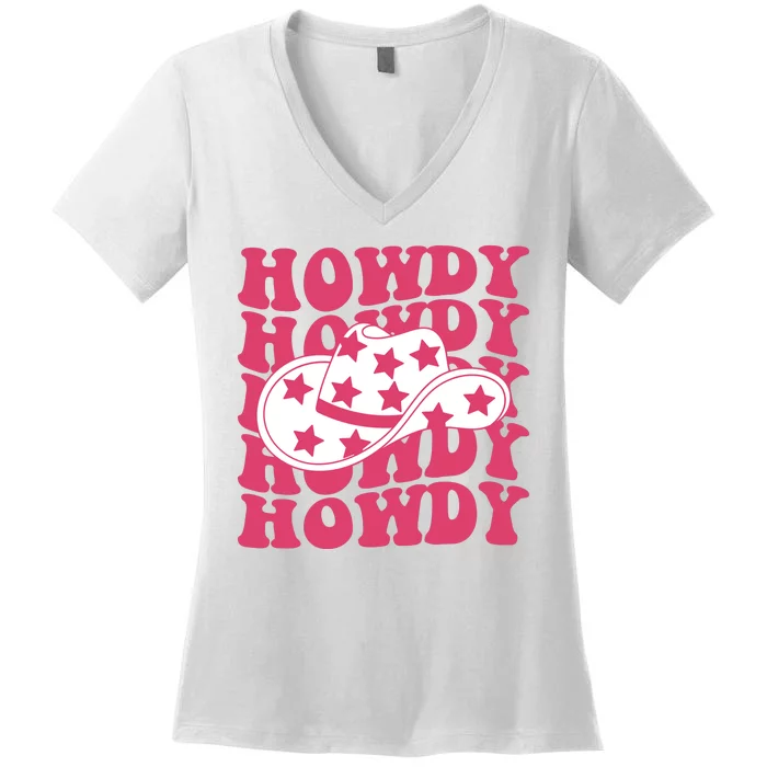 Howdy Retro Groovy Women's V-Neck T-Shirt