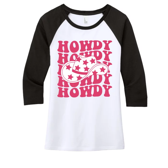 Howdy Retro Groovy Women's Tri-Blend 3/4-Sleeve Raglan Shirt