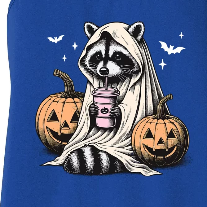 Halloween Raccoon Ghost Gift Women's Racerback Tank