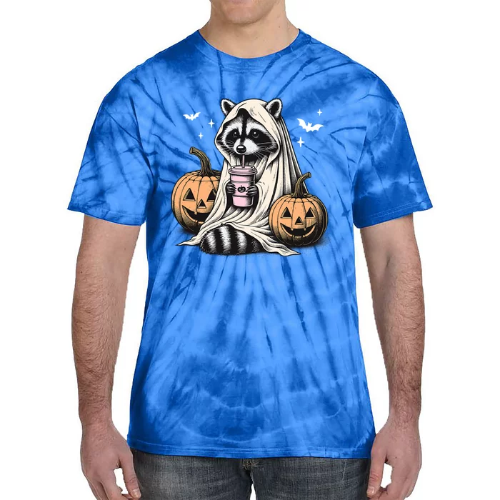 Halloween Raccoon Ghost Gift Tie-Dye T-Shirt