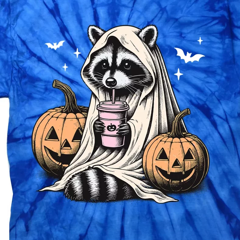 Halloween Raccoon Ghost Gift Tie-Dye T-Shirt