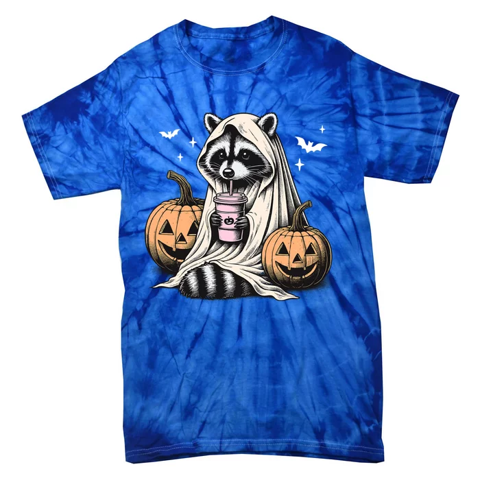 Halloween Raccoon Ghost Gift Tie-Dye T-Shirt