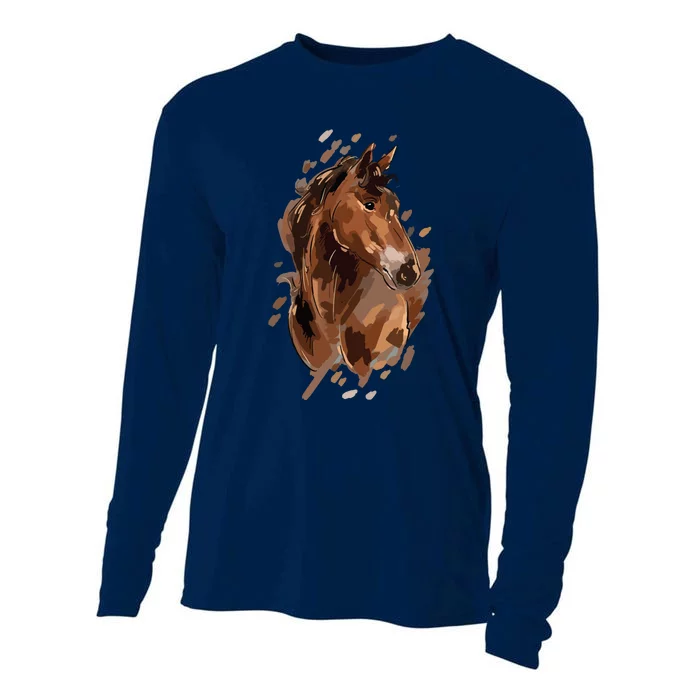 Horse Riding Graphic Women Horseback Horse Owner Equestrian Cooling Performance Long Sleeve Crew