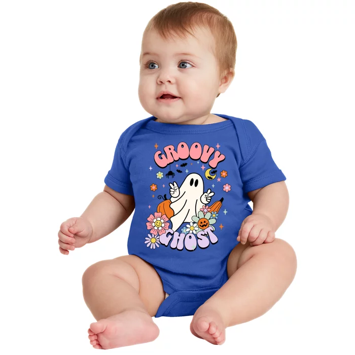 Halloween Retro Groovy Funny Boo Ghost Spooky Cool Vibes Gift Baby Bodysuit