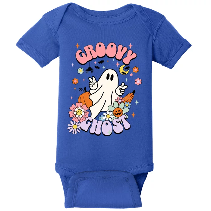 Halloween Retro Groovy Funny Boo Ghost Spooky Cool Vibes Gift Baby Bodysuit