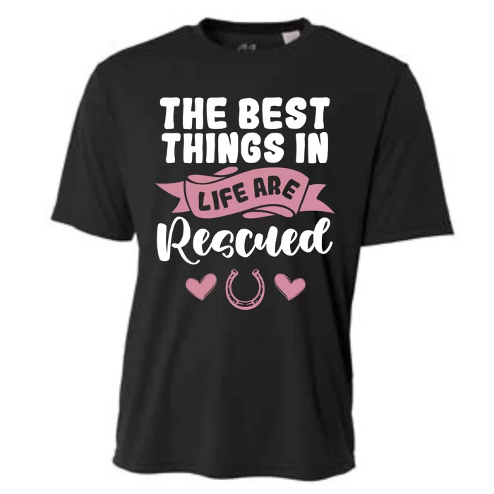 Horse Rescue Gift Pink Horseshoe Design Horseback Riding Great Gift Cooling Performance Crew T-Shirt