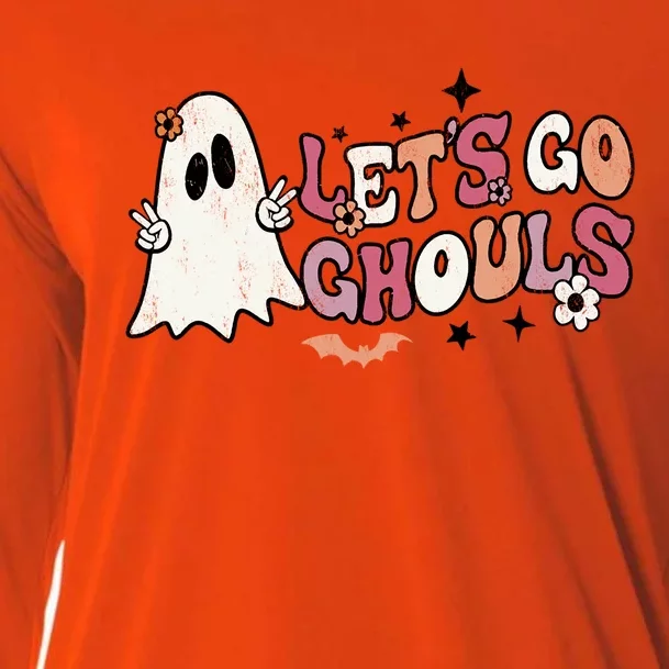 Halloween Retro Groovy Lets Go Ghouls Funny Ghost Boo Gift Cooling Performance Long Sleeve Crew