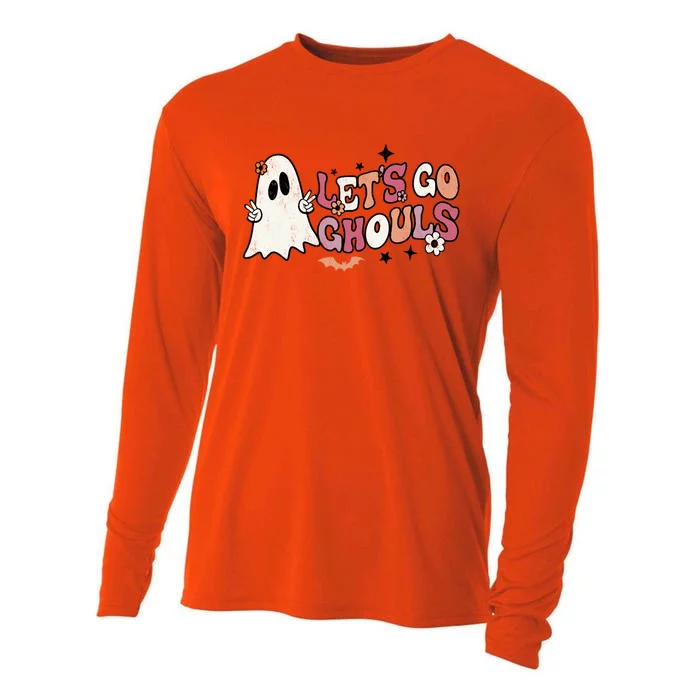 Halloween Retro Groovy Lets Go Ghouls Funny Ghost Boo Gift Cooling Performance Long Sleeve Crew