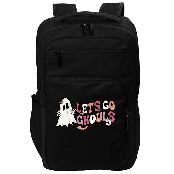 Halloween Retro Groovy Lets Go Ghouls Funny Ghost Boo Gift Impact Tech Backpack