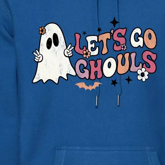 Halloween Retro Groovy Lets Go Ghouls Funny Ghost Boo Gift Premium Hoodie