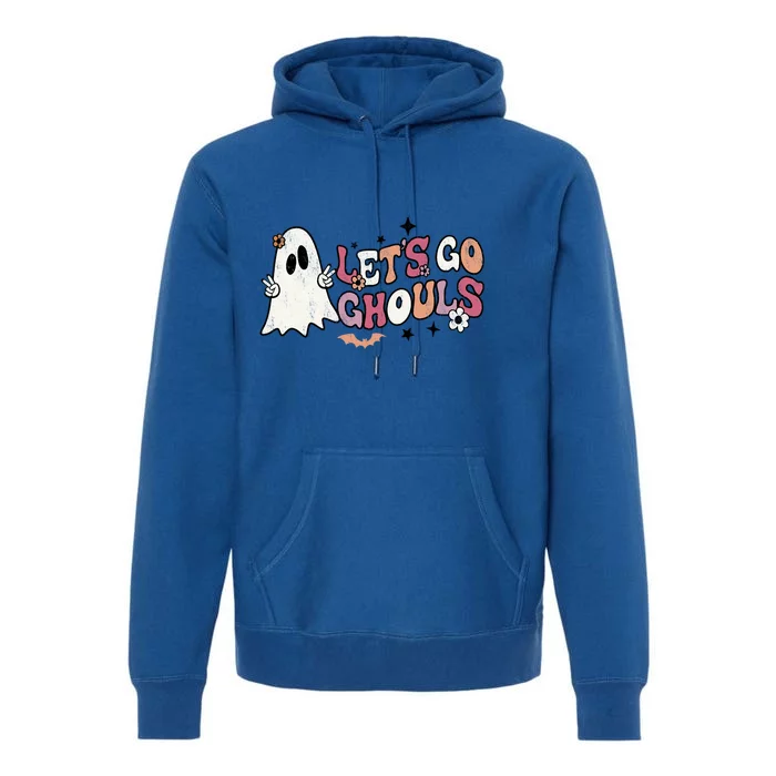 Halloween Retro Groovy Lets Go Ghouls Funny Ghost Boo Gift Premium Hoodie