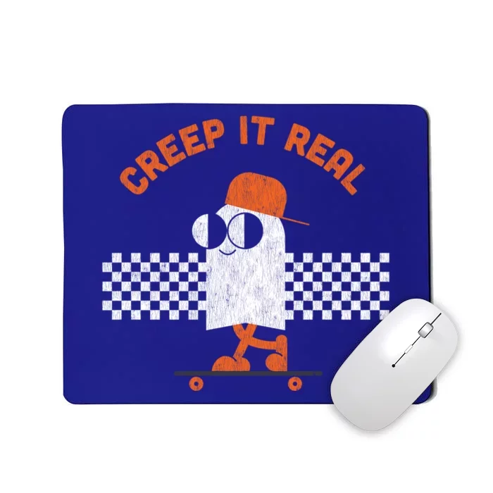 Halloween Retro Ghost On Skateboard Creep It Real Cool Gift Mousepad