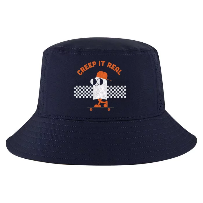 Halloween Retro Ghost On Skateboard Creep It Real Cool Gift Cool Comfort Performance Bucket Hat