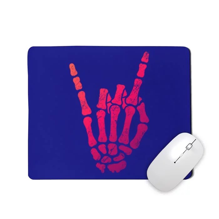 Halloween Rock Hand Sign Skeleton Rock N Roll Symbol Rock On Gift Mousepad