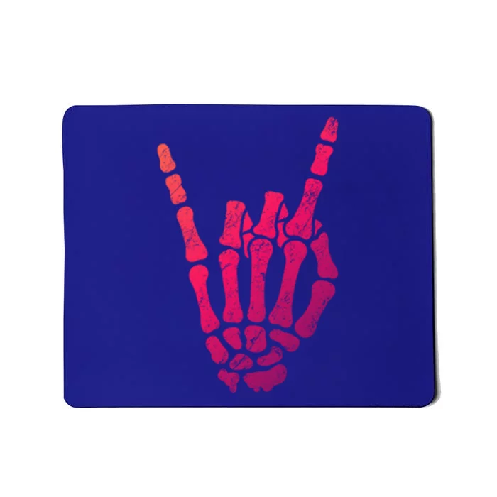 Halloween Rock Hand Sign Skeleton Rock N Roll Symbol Rock On Gift Mousepad