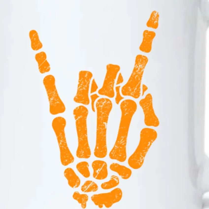 Halloween Rock Hand Sign Skeleton Rock N Roll Symbol Rock On Cool Gift Black Color Changing Mug