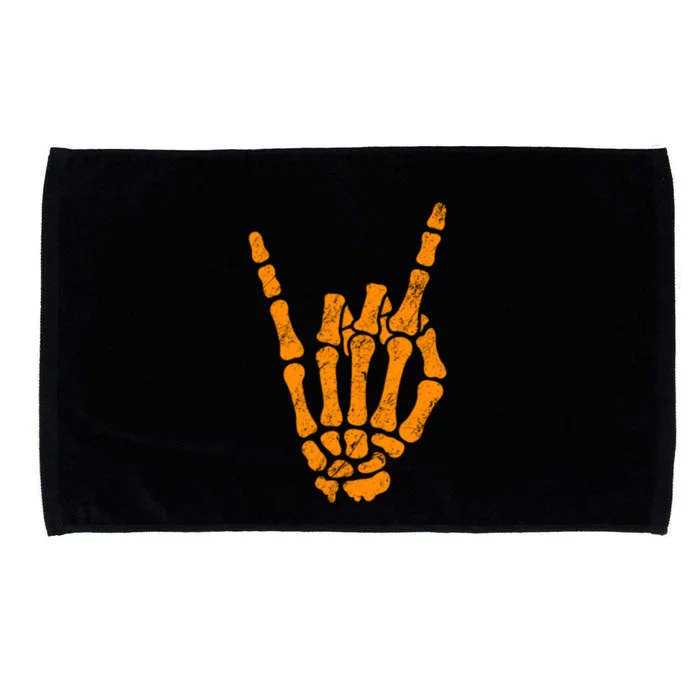 Halloween Rock Hand Sign Skeleton Rock N Roll Symbol Rock On Cool Gift Microfiber Hand Towel