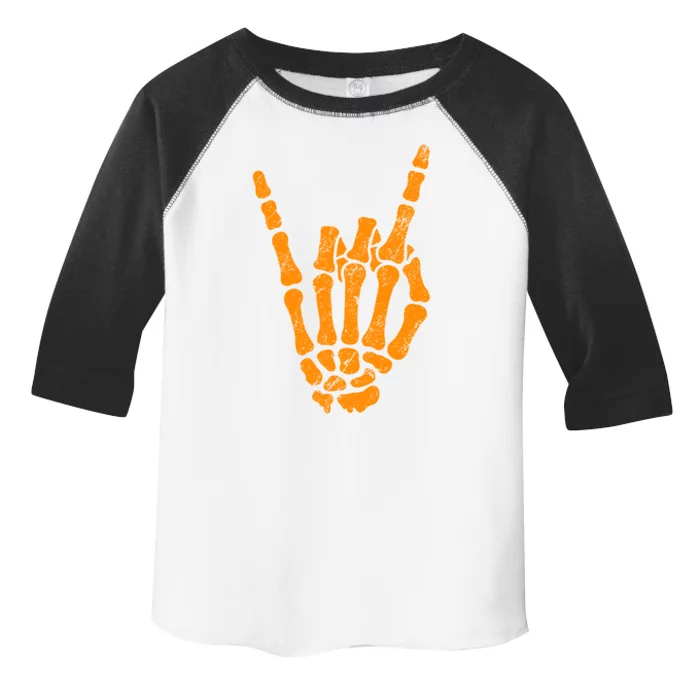 Halloween Rock Hand Sign Skeleton Rock N Roll Symbol Rock On Cool Gift Toddler Fine Jersey T-Shirt