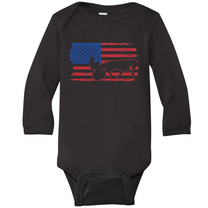 Horse Racing Harness Racing USA Flag Trotter Pacer Baby Long Sleeve Bodysuit