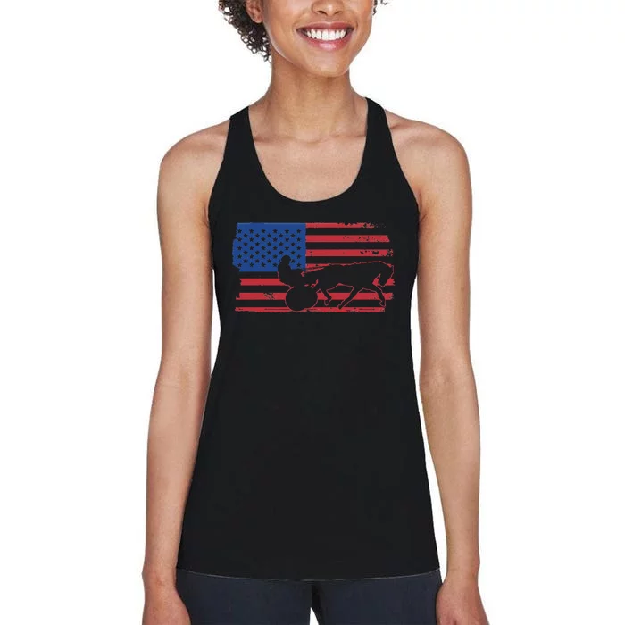 Horse Racing Harness Racing USA Flag Trotter Pacer Women's Racerback Tank