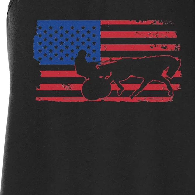 Horse Racing Harness Racing USA Flag Trotter Pacer Women's Racerback Tank