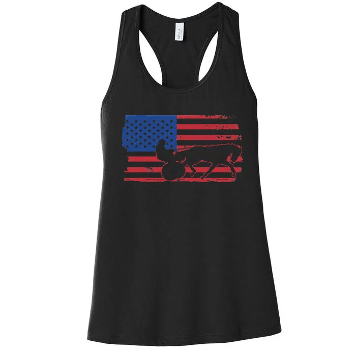 Horse Racing Harness Racing USA Flag Trotter Pacer Women's Racerback Tank