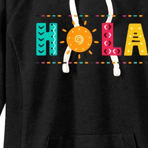 Hola Retro Hola Latina Hola Sunshine Hola Summer Hello Spanish Women's Fleece Hoodie