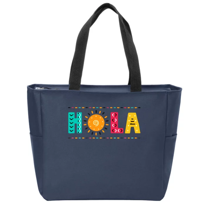 Hola Retro Hola Latina Hola Sunshine Hola Summer Hello Spanish Zip Tote Bag