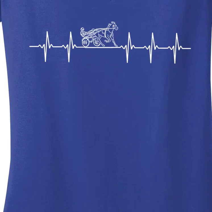 Harness Racing Heartbeat Great Gift Love Horse Racing Women's V-Neck T-Shirt