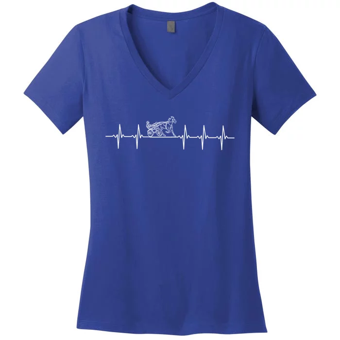 Harness Racing Heartbeat Great Gift Love Horse Racing Women's V-Neck T-Shirt