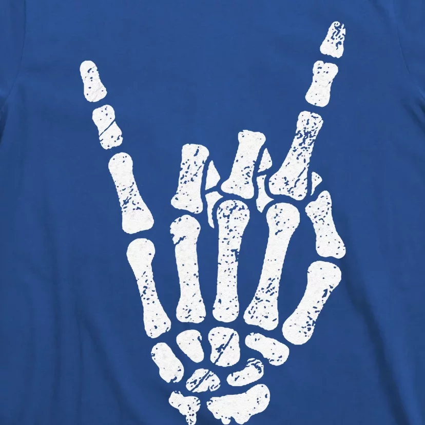 Halloween Rock Hand Sign Skeleton Rock N Roll Symbol Rock On T-Shirt