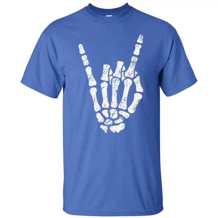 Halloween Rock Hand Sign Skeleton Rock N Roll Symbol Rock On Tall T-Shirt