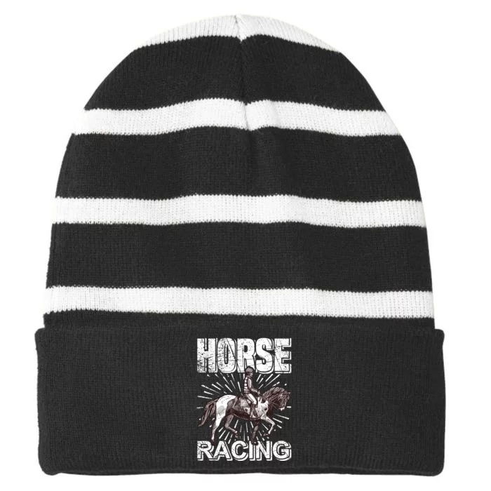 Horse Racing Striped Beanie with Solid Band