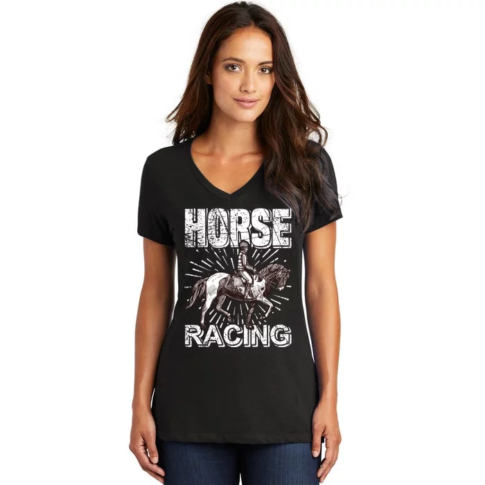 Horse Racing Women's V-Neck T-Shirt