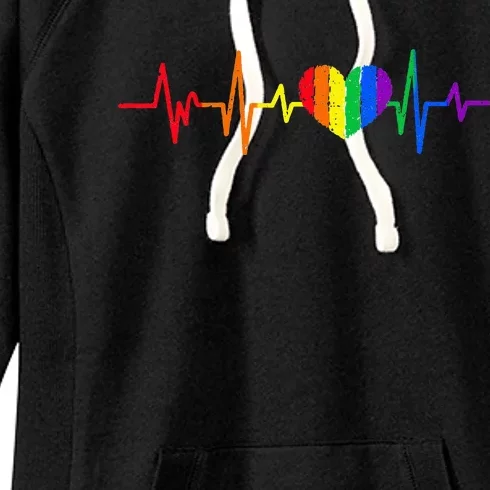 Heartbeat Rainbow Heart Gay LGBT Pride Medical Nurse Gift Women's Fleece Hoodie