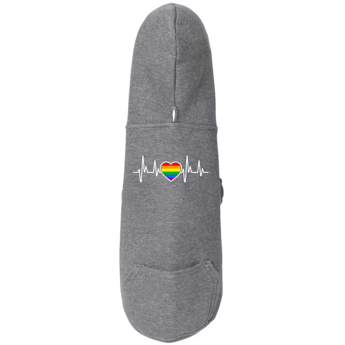 Heartbeat Rainbow Heart Gay Lgbt Pride Medical Nurse Doctor Meaningful Gift Doggie 3-End Fleece Hoodie