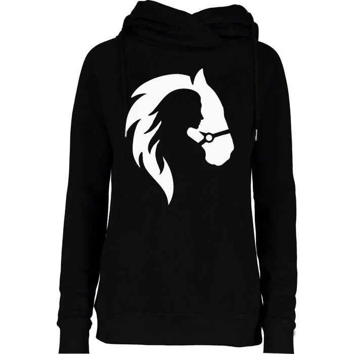 Horse Riding Horse Riding Horse Motif Love Lovers Womens Funnel Neck Pullover Hood