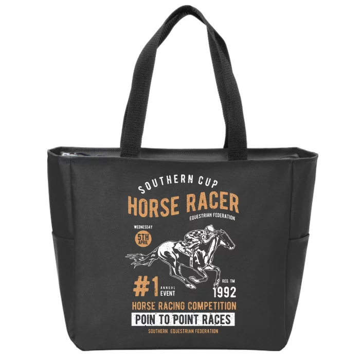 Horse Racer Zip Tote Bag