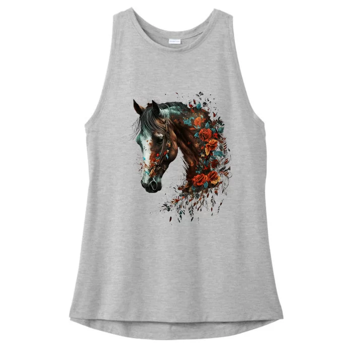 Horse Riding Horse Lover Ladies Tri-Blend Wicking Tank