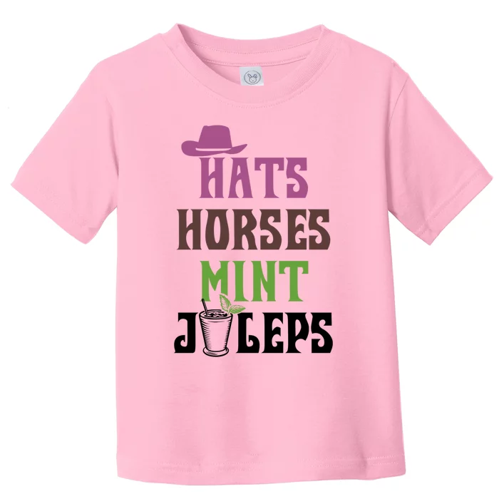 Horse Racing Hats Horses And Mint Juleps Ky Derby Horse Cool Gift Toddler T-Shirt