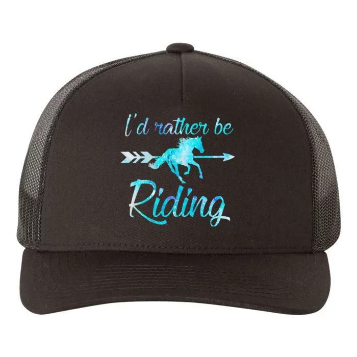 Horse Rider ID RATHER BE RIDING Horses Yupoong Adult 5-Panel Trucker Hat