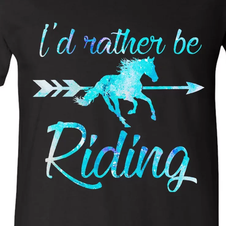 Horse Rider ID RATHER BE RIDING Horses V-Neck T-Shirt