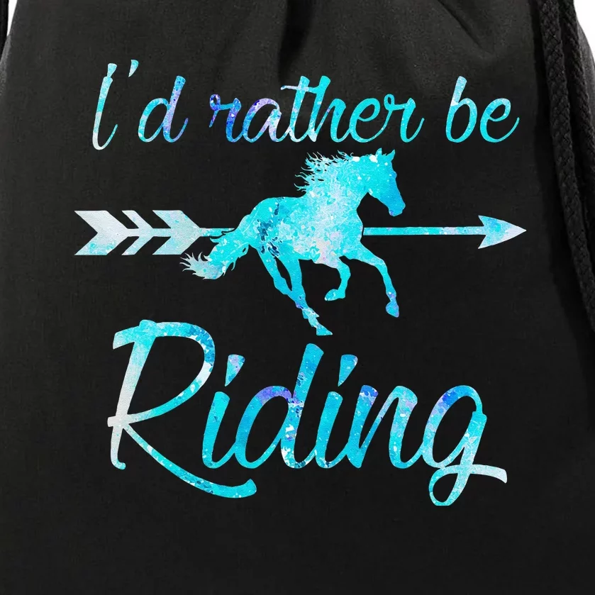 Horse Rider ID RATHER BE RIDING Horses Drawstring Bag