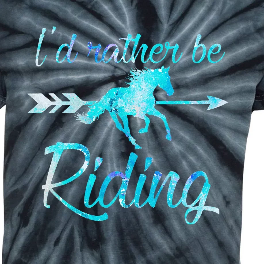 Horse Rider ID RATHER BE RIDING Horses Kids Tie-Dye T-Shirt