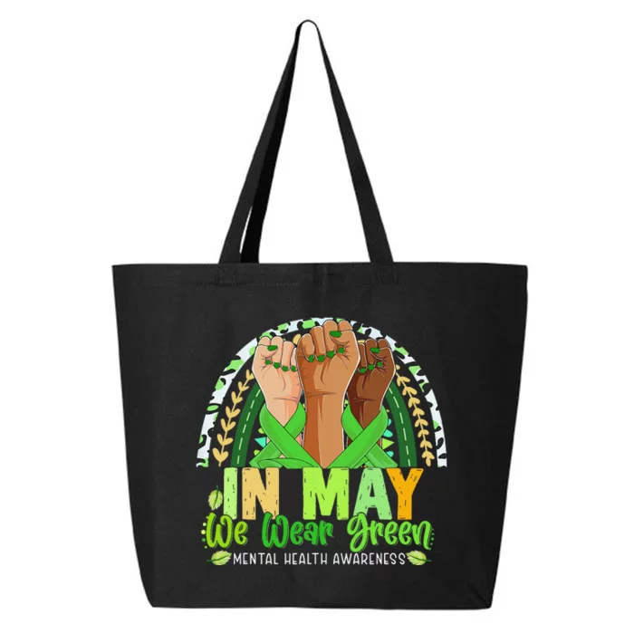 Hand Rainbow In May I Wear Green For Mental Health Awareness 25L Jumbo Tote