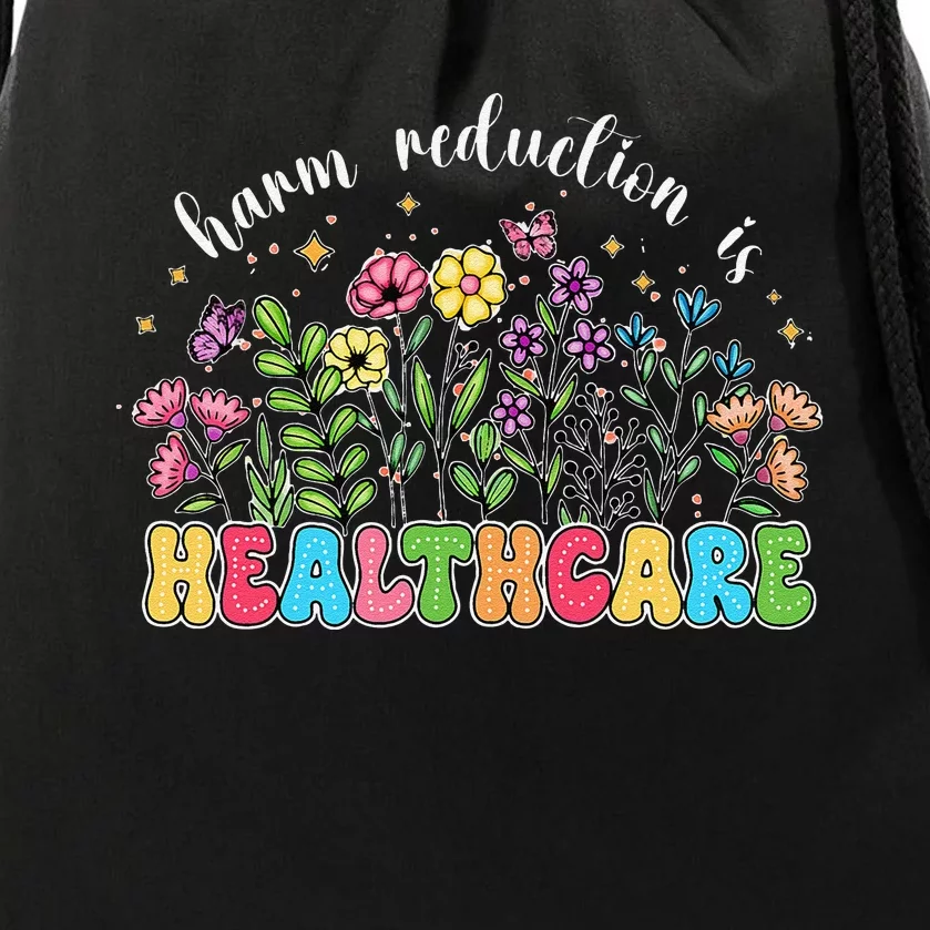 Harm Reduction Is Healthcare Overdose Awareness Day Groovy Drawstring Bag